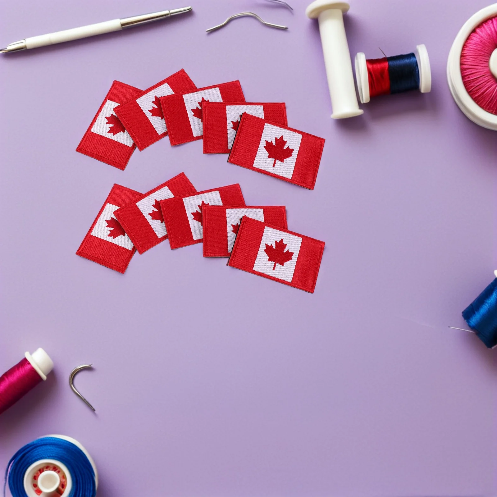 10 Buah Patch Bendera Kanada Bordir Tempel Jahit untuk Tas Ransel Jaket Pakaian Aksesoris Perbaikan DIY