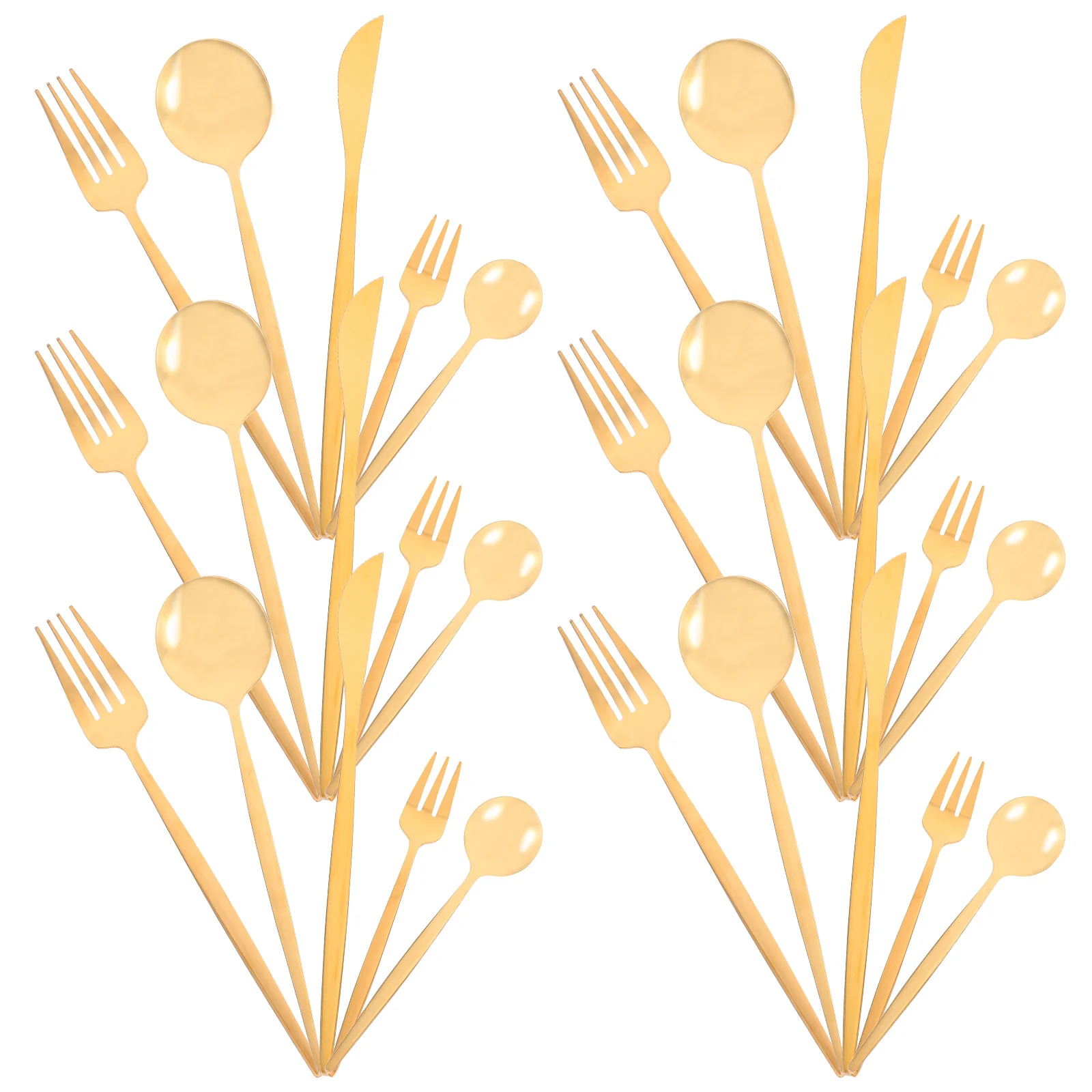 

1 set Stainless Steel Cutlery Set Golden Dinner Fork Spoon Versatile Use Ideal Parties Kitchen Supplies