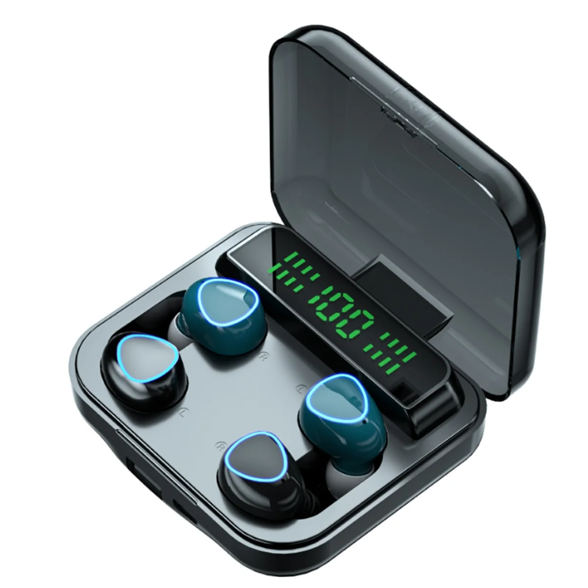 새로운 M22 커플 무선 헤드폰 터치 디지털 디스플레이 블루투스 헤드폰 듀얼 이어버드 노이즈 캔슬링 헤드폰