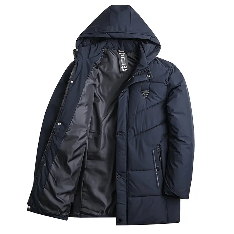 Autumn and winter Fashion Thickened Warm Mid-Length Hooded Cotton-Padded Jacket Men's Loose Sports Large Size High Quality Coat