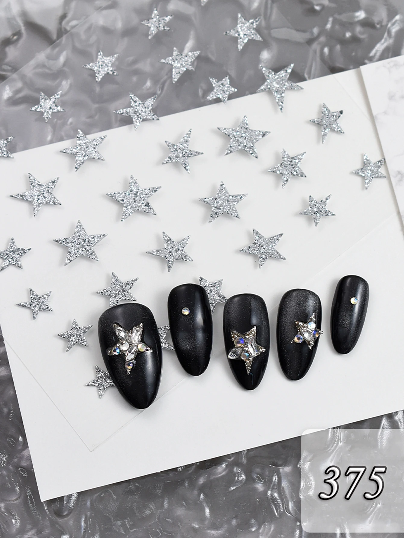 3/6 Blatt glänzende Stern-Nagelkunst-Aufkleber, Silber, Gold, glitzernde Stern-Abziehbilder, selbstklebende Nageldekorationen für Party und Urlaub