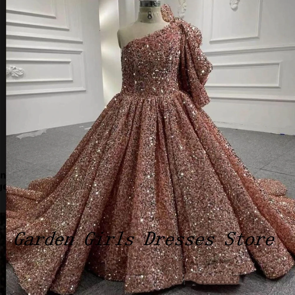 

Champagne Flower Girls Dresses with Sequined Sleeveless Christmas Dresses for Princess 2024 Summer New فستان عيد الميلاد