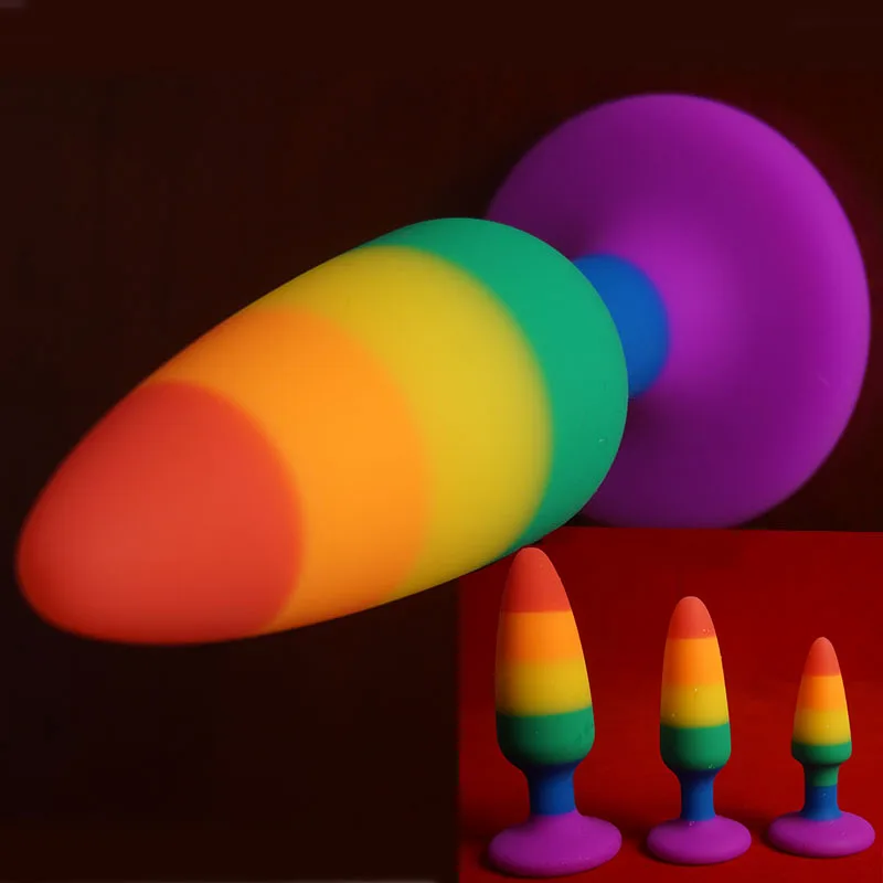 Ass Anal Dildo With Suction Cup Sex Toys,Rainbow Silicone Butt Plug Buttplug Analplug Butplug,Anus Dilator Prostate Massage