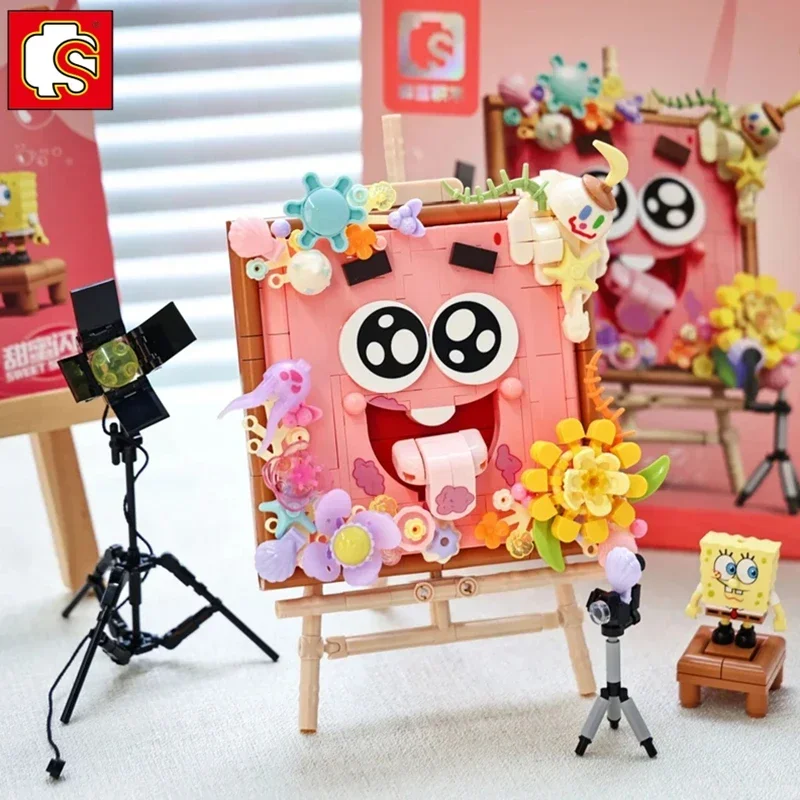 

SEMBO Spongebob building blocks three-dimensional easel assembly toy children's birthday gift desktop ornaments decoration