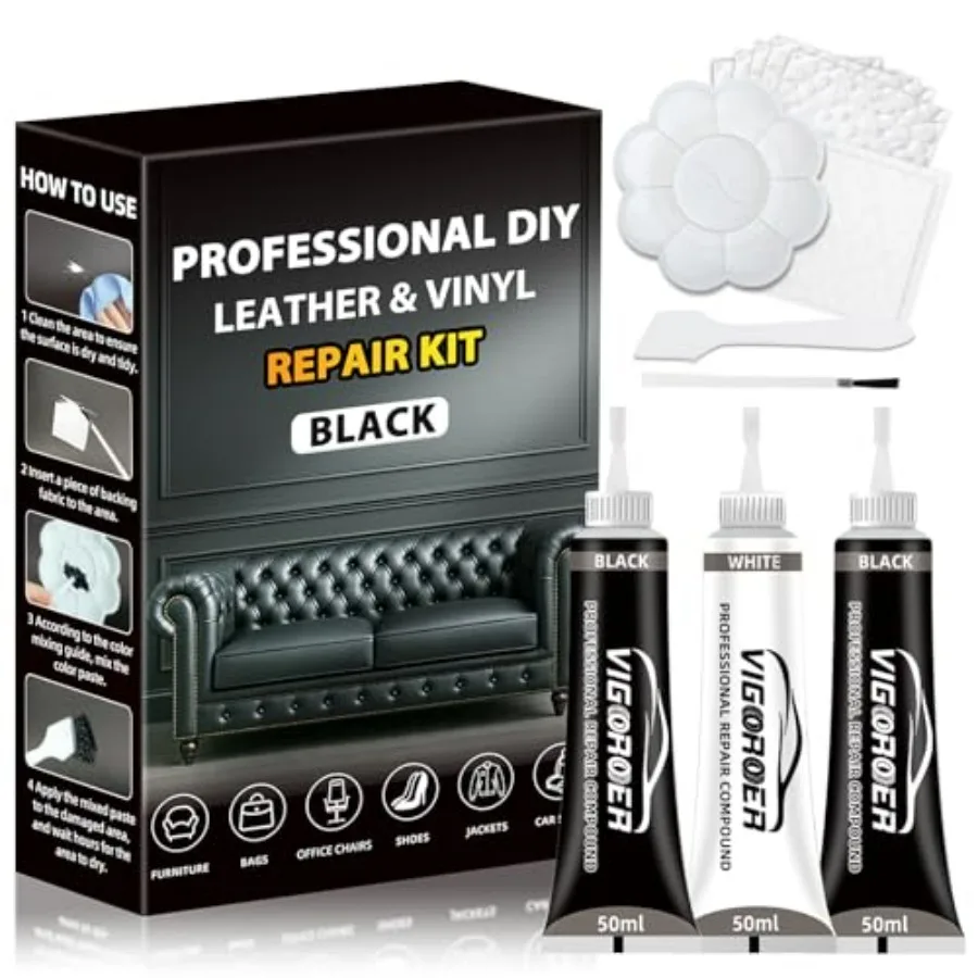 

Leather Repair Kit for Furniture, Vinyl Repair Kit for Furniture, Sofa, Jacket, Purse Super Easy Instructions to Fix Scratches,