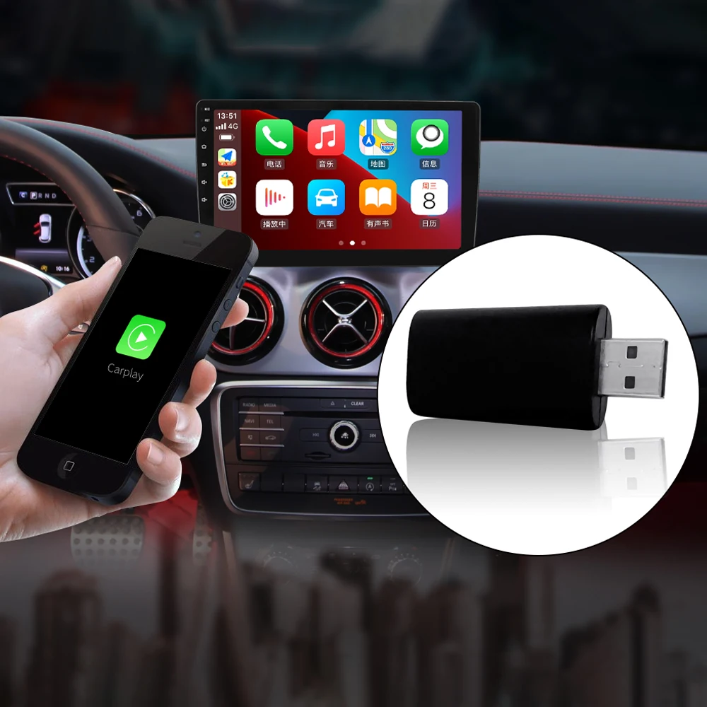 JMC Wireless CarPlay Adapter Steering Wheel Control For BT Call Voice Control Support Online Map Play Music For Mazda Skoda