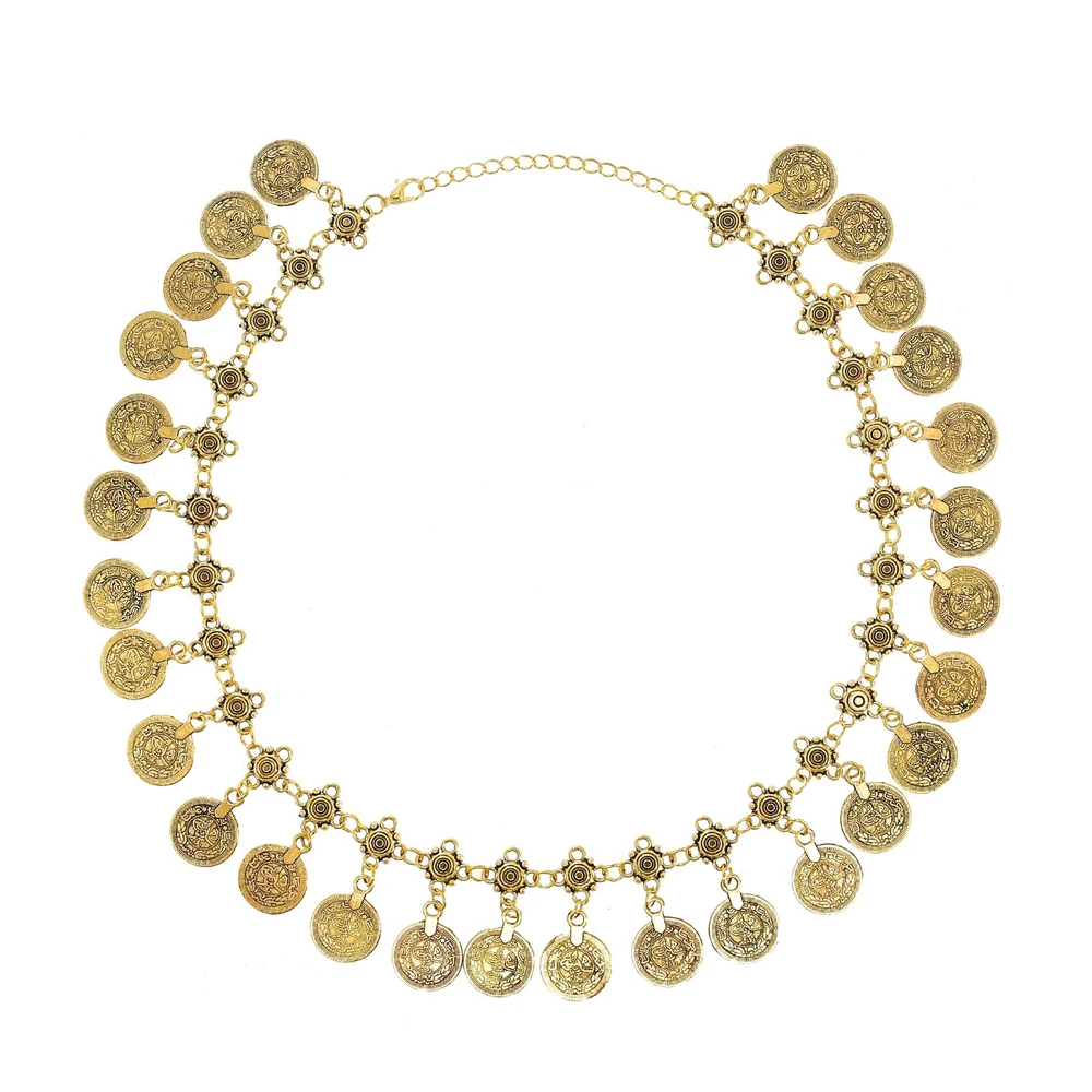 Traditionelle indische afghanische pakistanische ethnische Münzen Quaste Halsband Halskette Vintage goldene Legierung Münzen Kragen Damen Halsschmuck – Detail 25