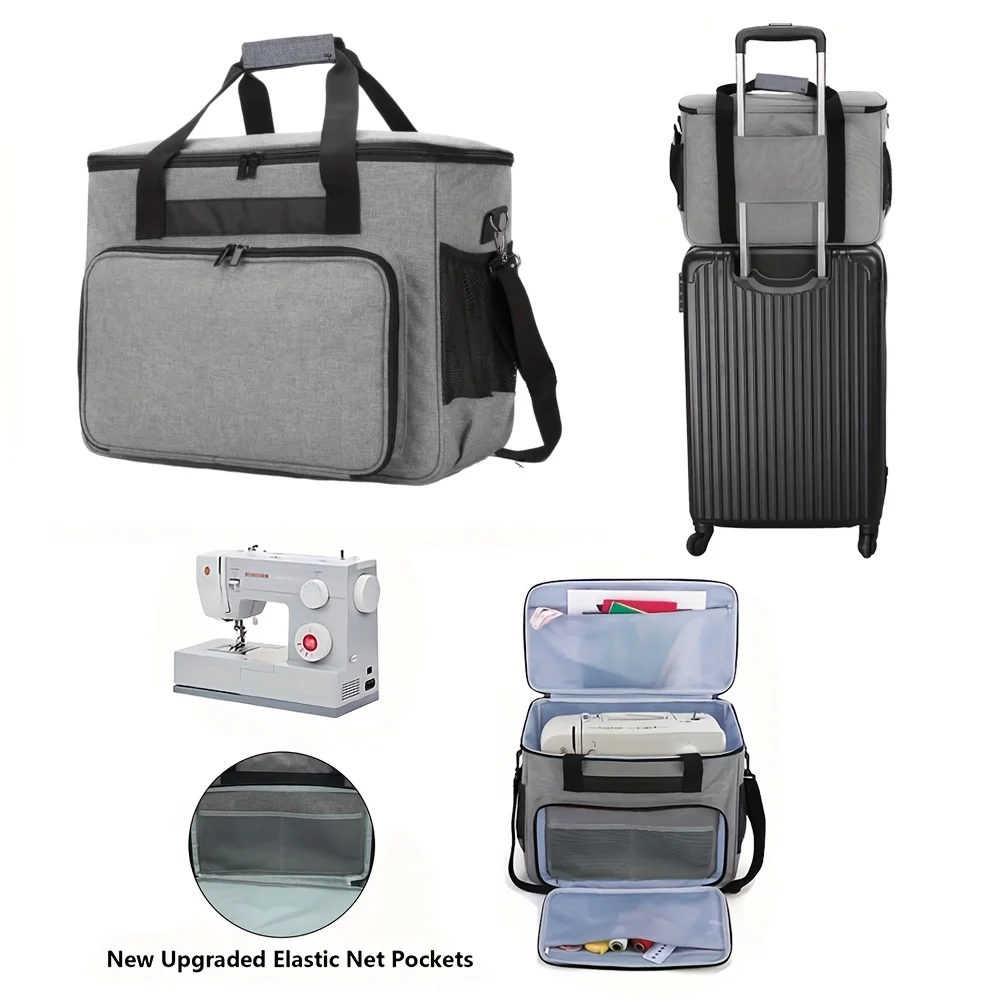 Custodia da trasporto per macchina da cucire con tasche multiple, borsa tote universale con tracolla per la maggior parte delle macchine standard