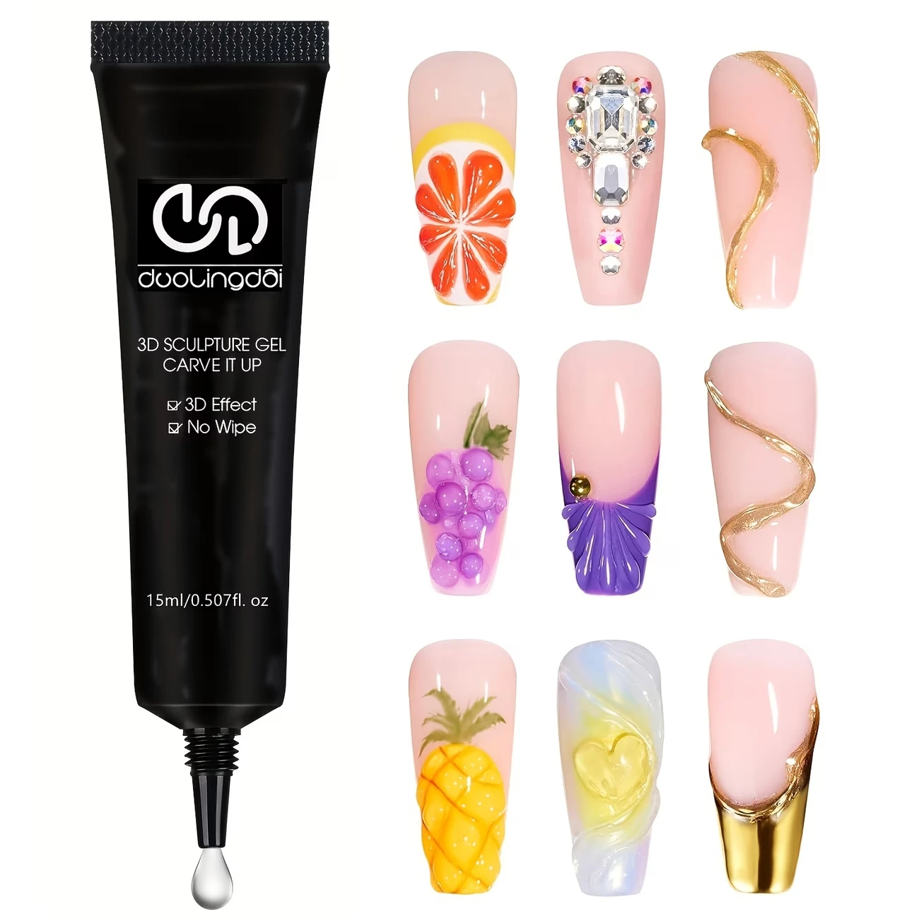 3D Nagelgel 15ml, für Nageldekoration, Vier-in-Eins Waschfreies Gel, DIY Nagellack für Zuhause, Langlebig und Einfach für Anfänger