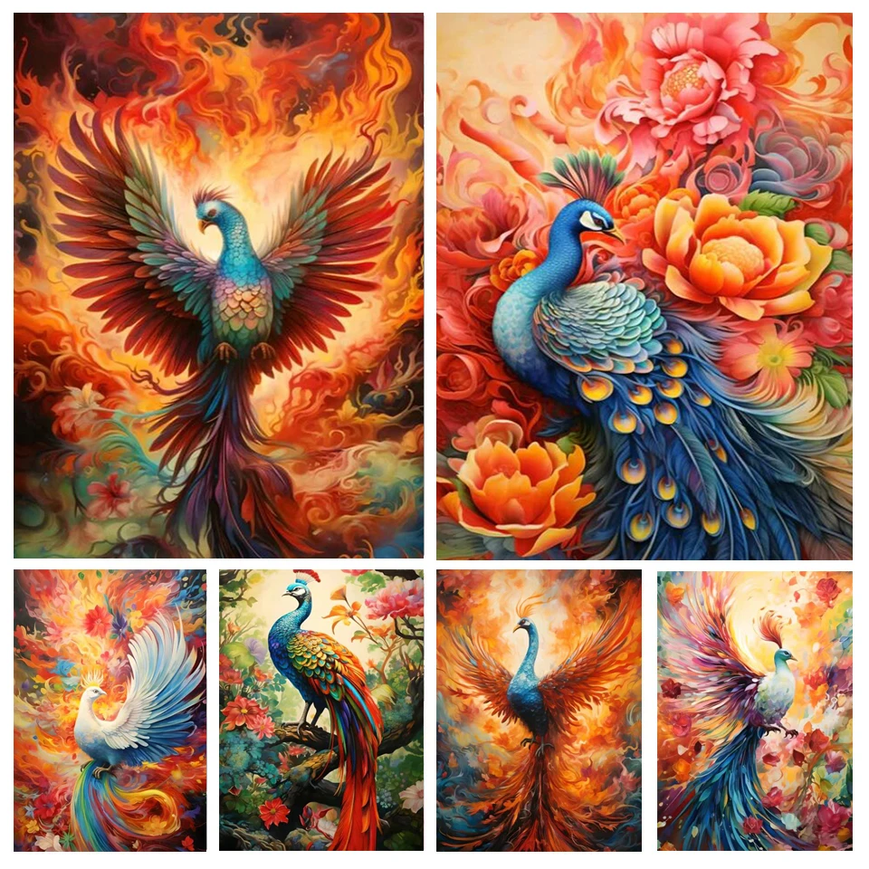 Gold Phoenix Diy Diamond Embroidery Fantasy Aniamls Full Square Round 5D Diamond Painting Mosaic Cross Stitch Home Decor G614