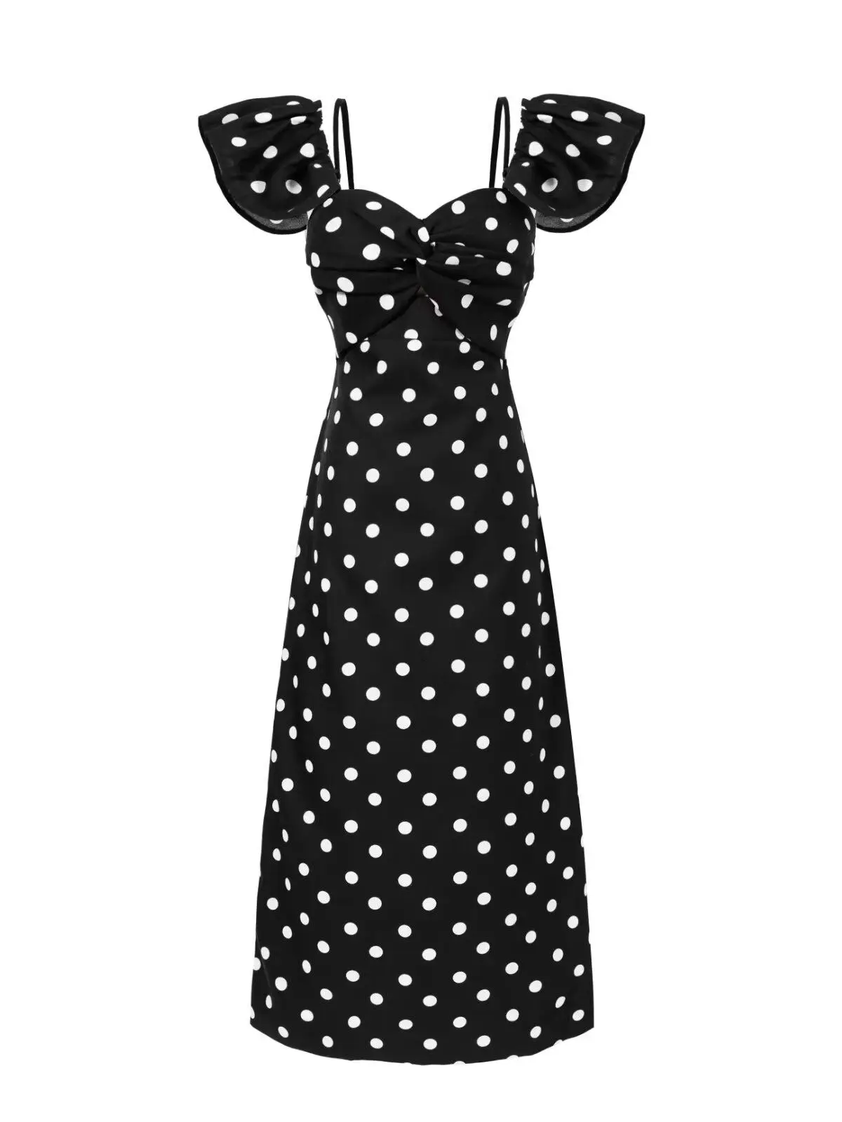 Summer Fashion Women's Dress Retro Polka Dot Print High Waisted Camisole A-line Skirt