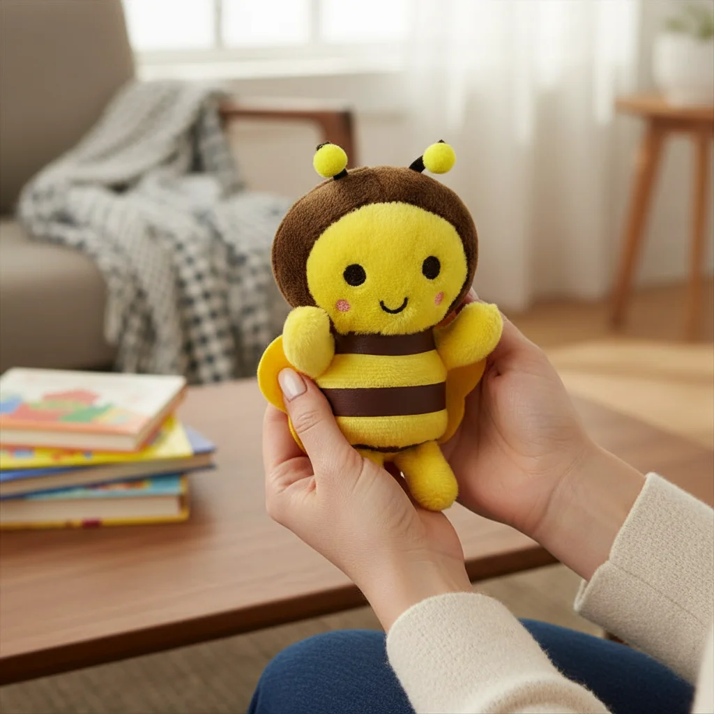 Bee Plush Keychain Yellow Cartoon Stuffed Animal with Alloy Chain Bag Charm Keyring Toys Kids Gift Mini Honeybee Doll Decor