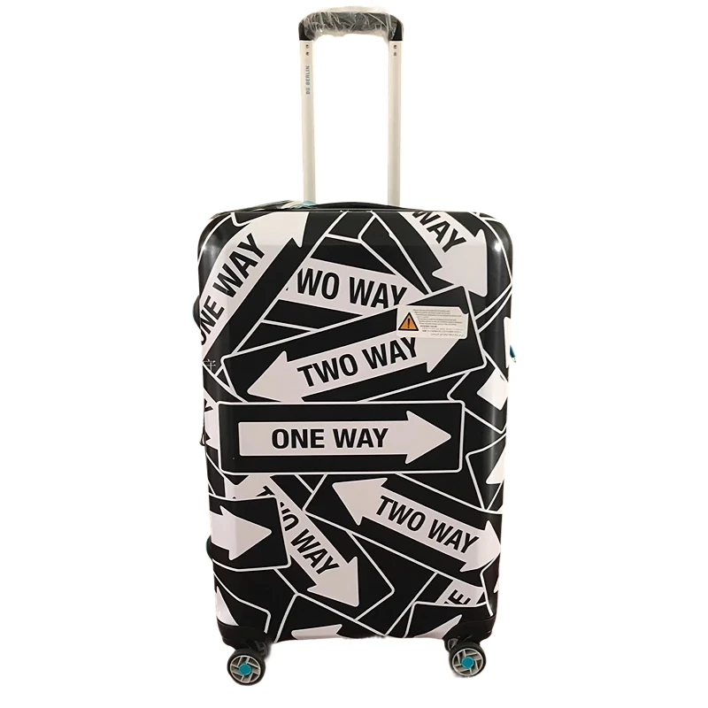 

Mirror Surface Black White Decorative Pattern Carry-On Luggage, TSA Lock, 360° Silent Spinner Wheels, Telescopic Handle Suitcase