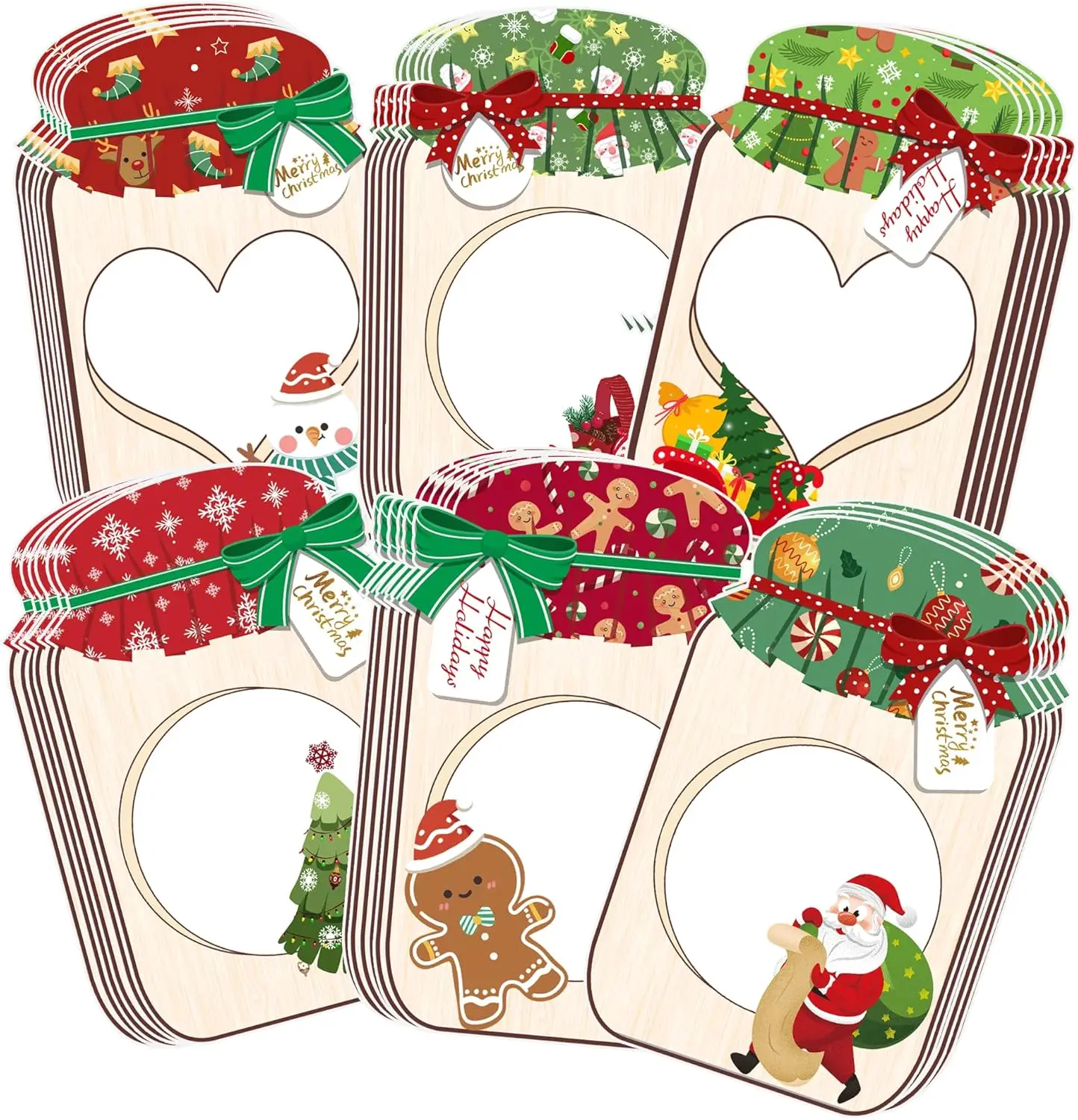 

Christmas Mason Jar Cards with 50 Clear Treat Bags Xmas Mason Jar Paper Card Candy Bag Greeting Card for Kids, Christmas Party F