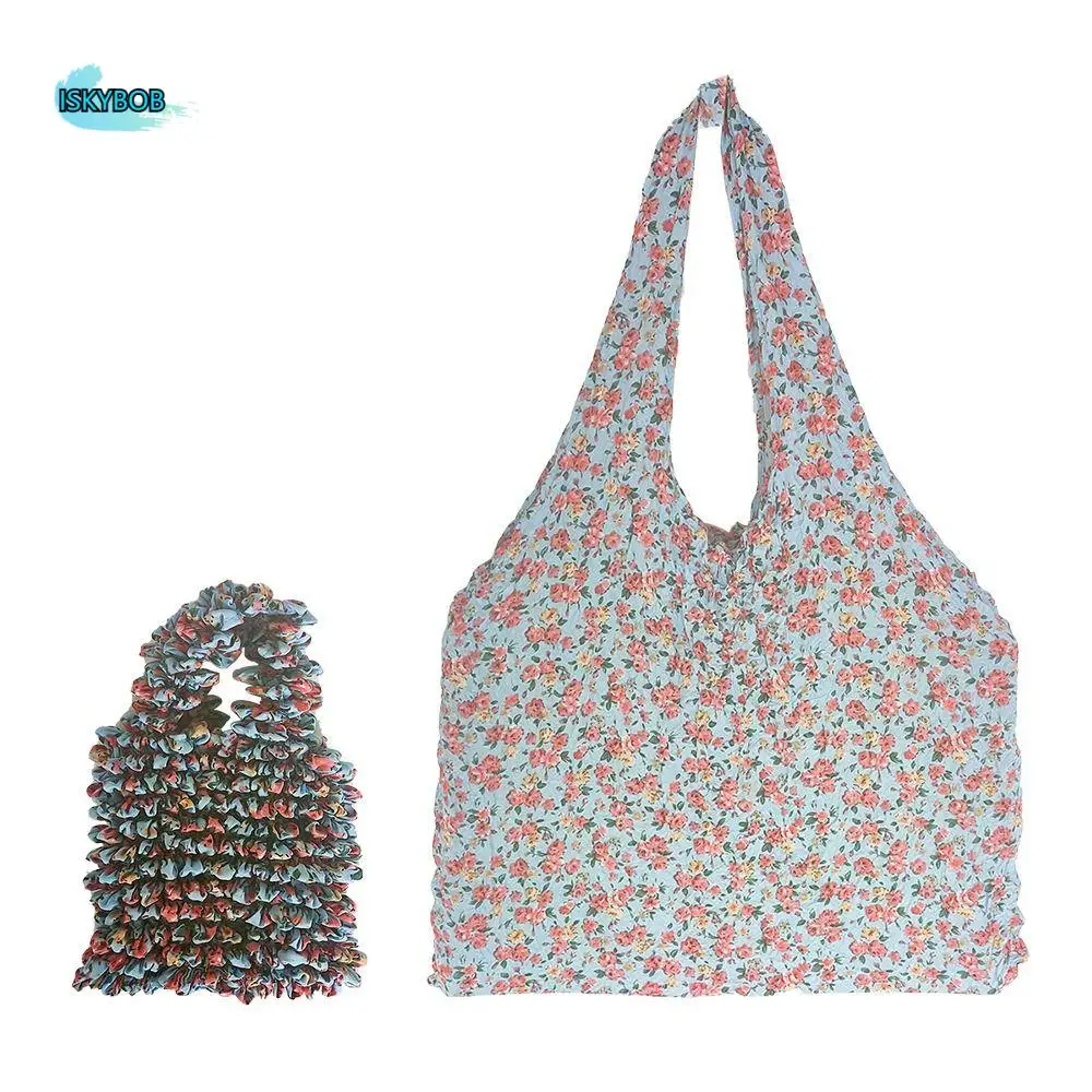 

Креативная складная эластичная сумка с пузырьками, расширенная эластичная ручная сумка для покупок, многоразовая женская сумка с цветочным принтом