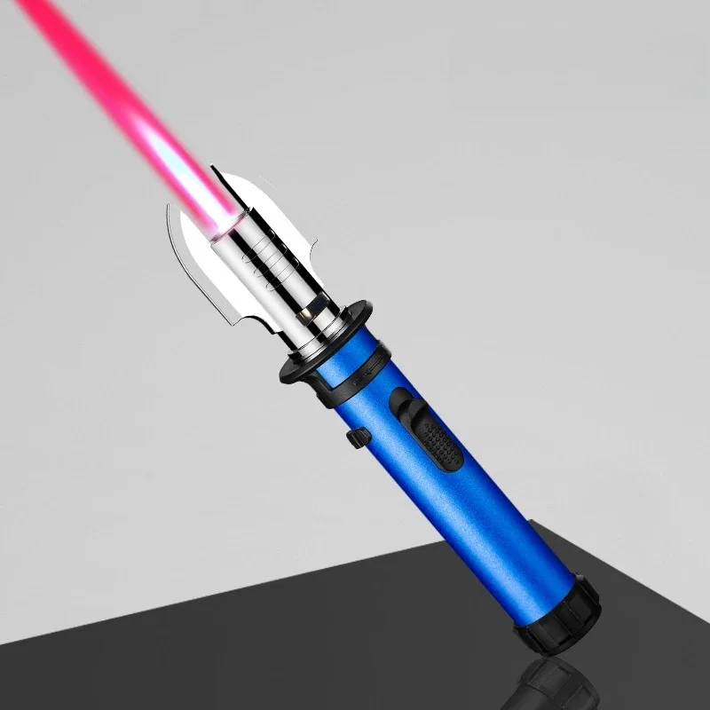 Lightsaber Style Metal Outdoor Windproof Gas Lighter Red Flame Turbine Torch Spray Gun BBQ Cooking Welding Cigar Lighter