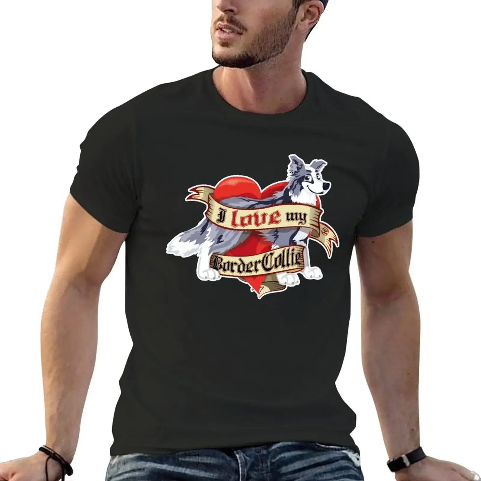 Camiseta I Love My Border Collie - Blue Merle, camisetas gráficas de secado rápido, ropa de anime, moda masculina