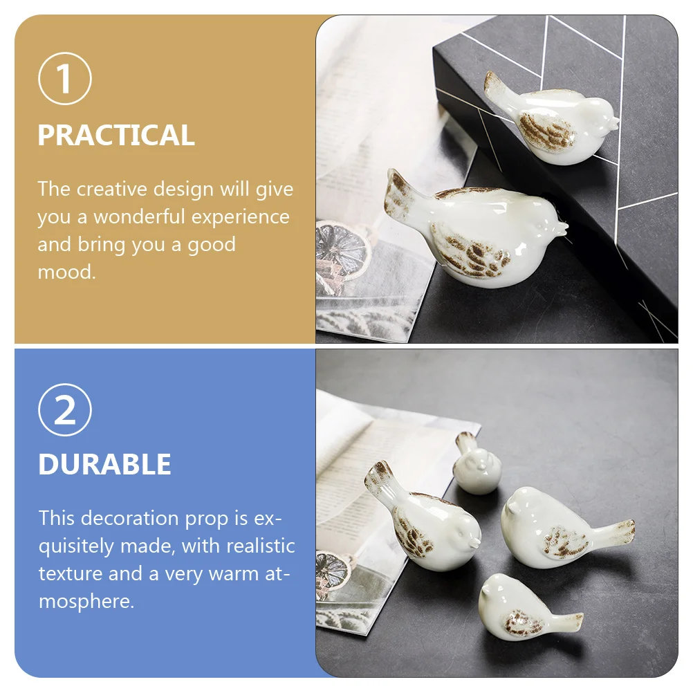 

2 Pcs Cute Animal Desktop Ornaments Creative Birds Ceramic Figure Decoration Mini Small Figurines Home