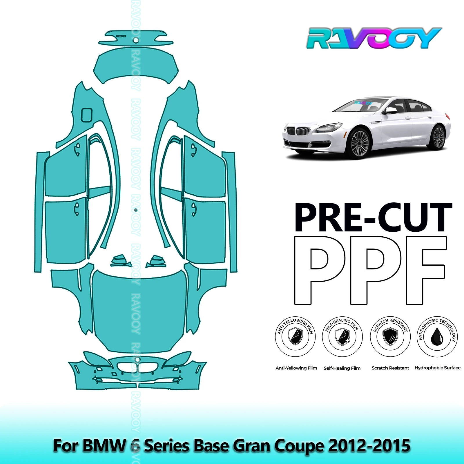 

Precut PPF Paint Protection Film Full Vehicle For BMW 6 Series Base Gran Coupe 2012-2015