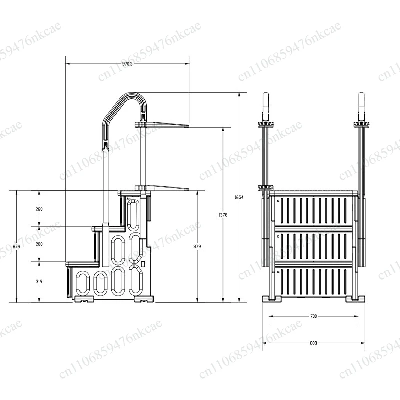 Swimming reinforced plastic escalators, handrails