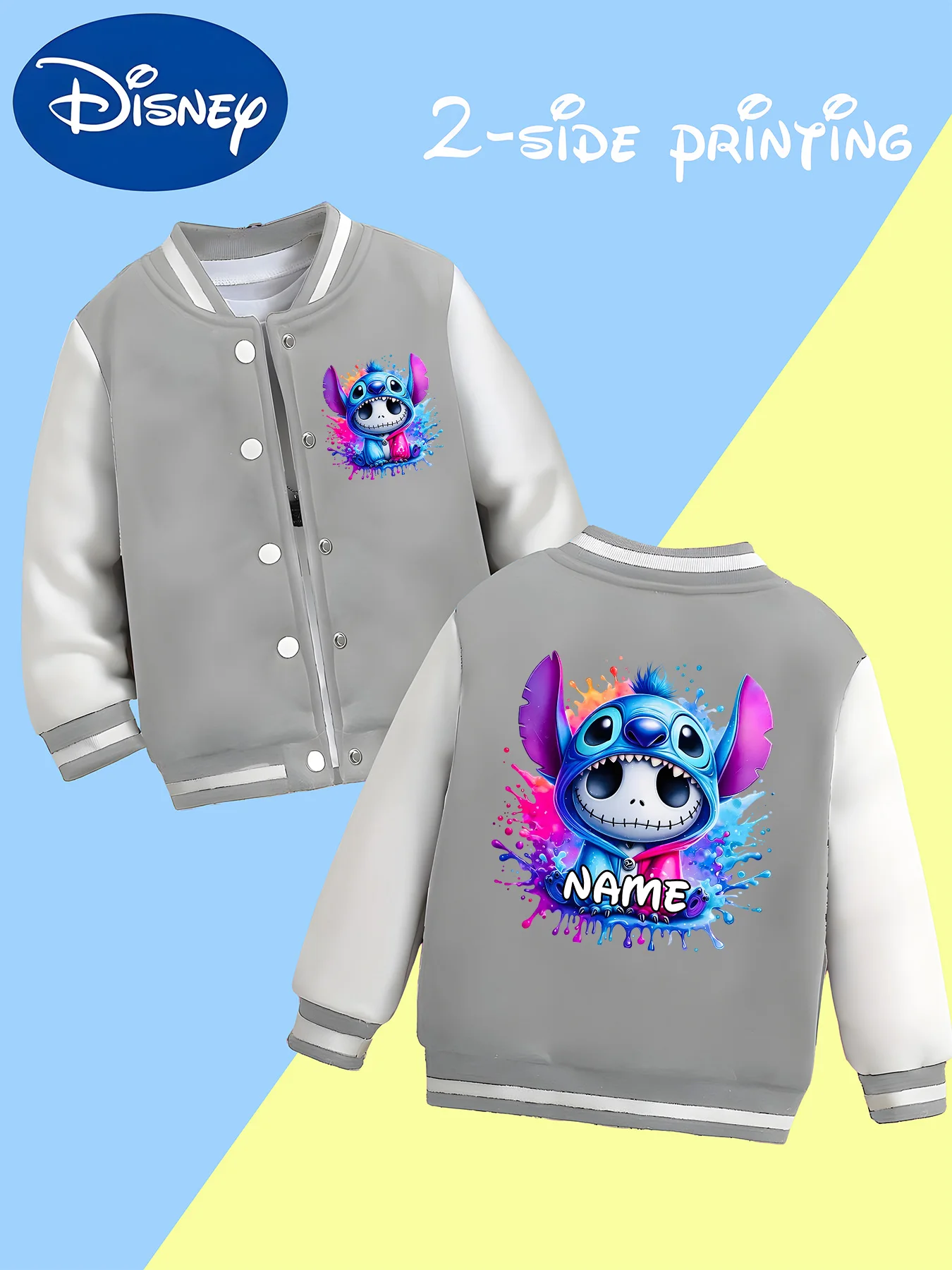 سترة البيسبول MINISO Disney's Stitch Boys - Stitch تتضمن عناصرًا فريدة لإنشاء مظهرًا فريدًا وعصريًا. الأسود