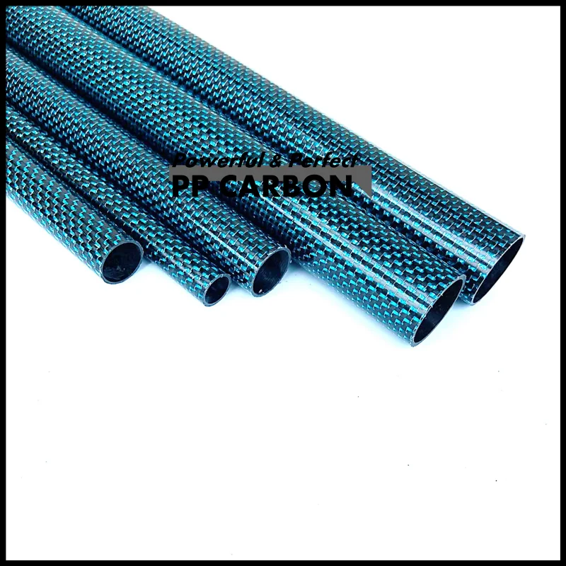 Colored Carbon Fiber Tube for RC Drone Accessories AQUA OD 6-30mm 500MM 2Pcs 3K Gold Tweed Thread Unique Glossy Plain pipe