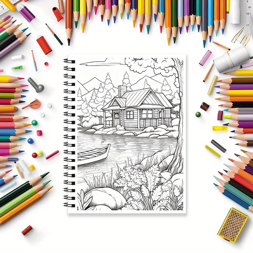 Fantasy Landscape Coloring Book - 8.3×11.2 Inches, 22 Pages. Perfect for Dreamy Relaxation, Stress - Relieving