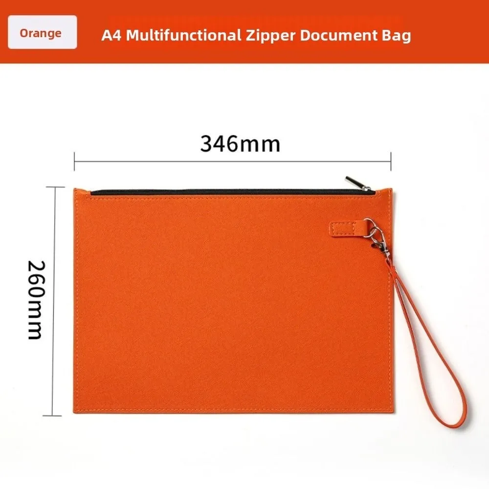 Large Capacity A4 Imitation Leather File Folder Simple Waterproof File Storage Bag Portable Thickened Document Organizer