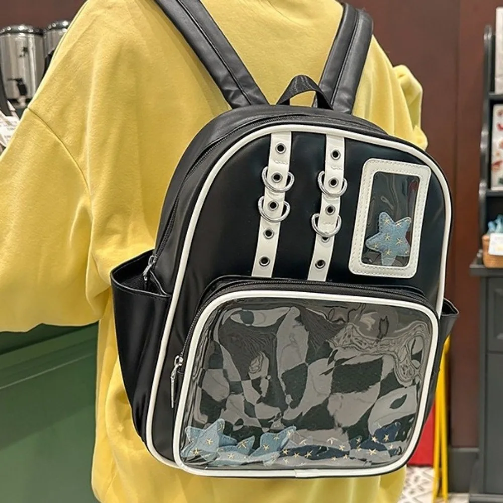 Kawaii Transparent Transparent Rucksack Y2K Lolita Ita Bag PU Personality Display Knapsack Girl