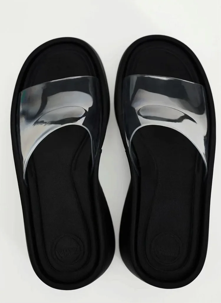 الشرائح كعب أسافين شفافة للنساء ، النعال منصة السيدات ، الشقق الشاطئ عارضة ، أزياء أنيقة ، الصيف #4