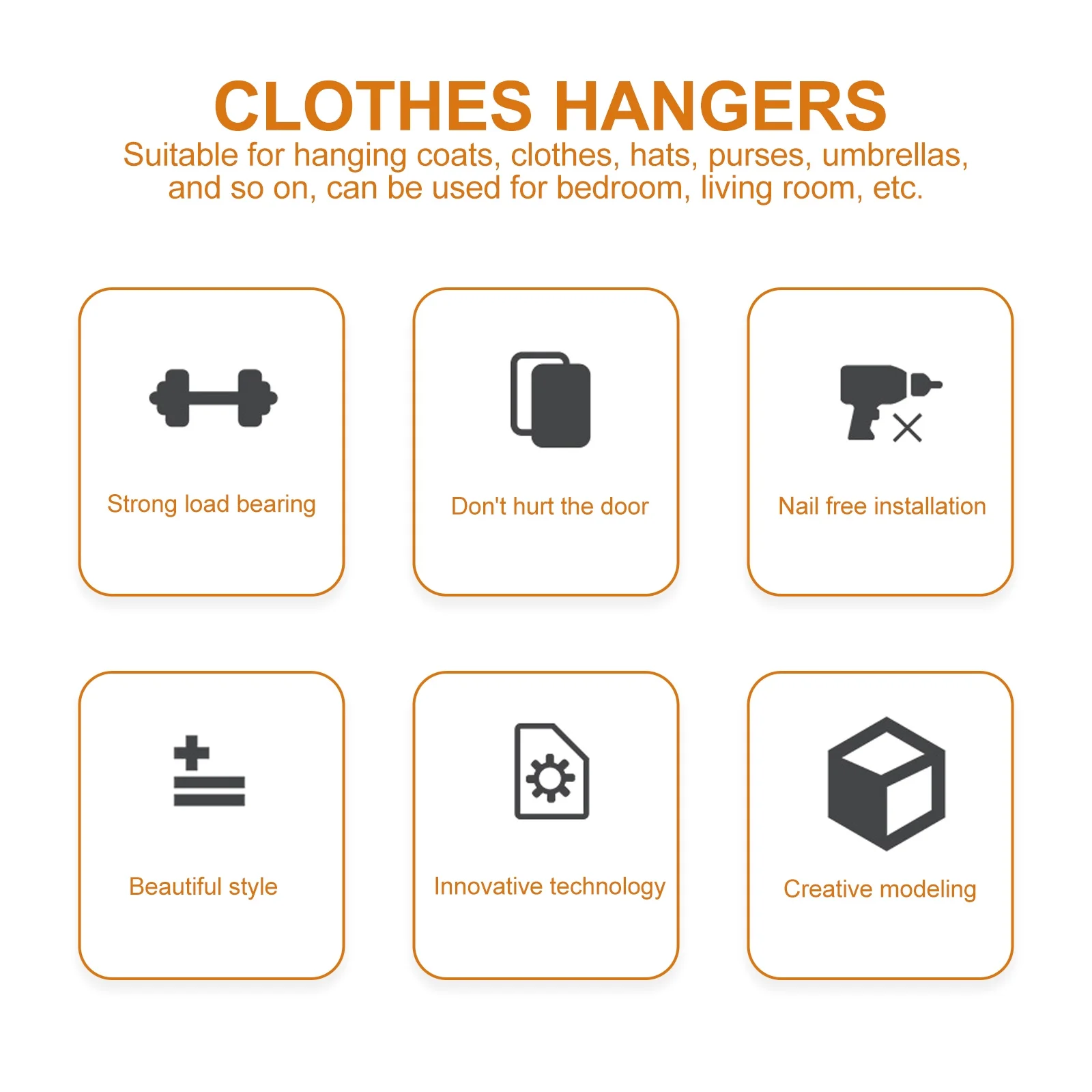 

2Pcs Door Hangers White Metal Back of Door Hooks for Coats Hats Towels Bags Punch Free Space Saving Organizer for Bedroom