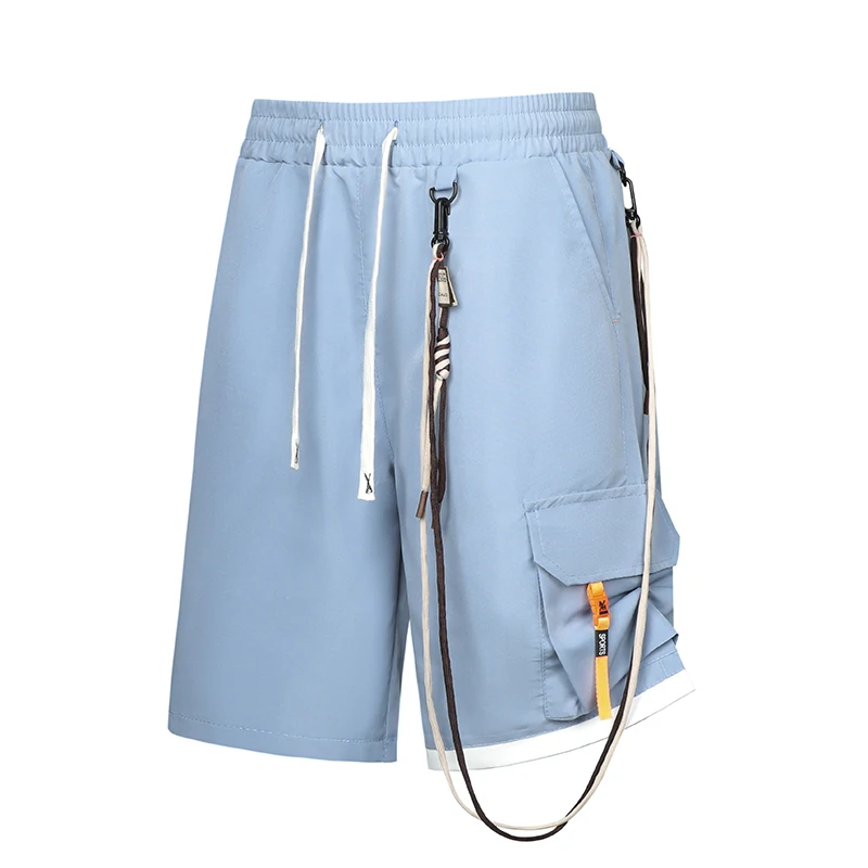 Men's Color Matching Shorts, Fashion Trend Loose Overalls, Versatile Casual Pants, Straight Five-point Pants