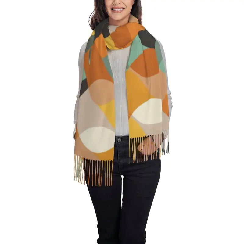 Geometric Abstract Scarf Ladies Warm Shawl Wrap Lightweight Portable Neck Warmer for Spring Autumn Winter Warm Scarves Women