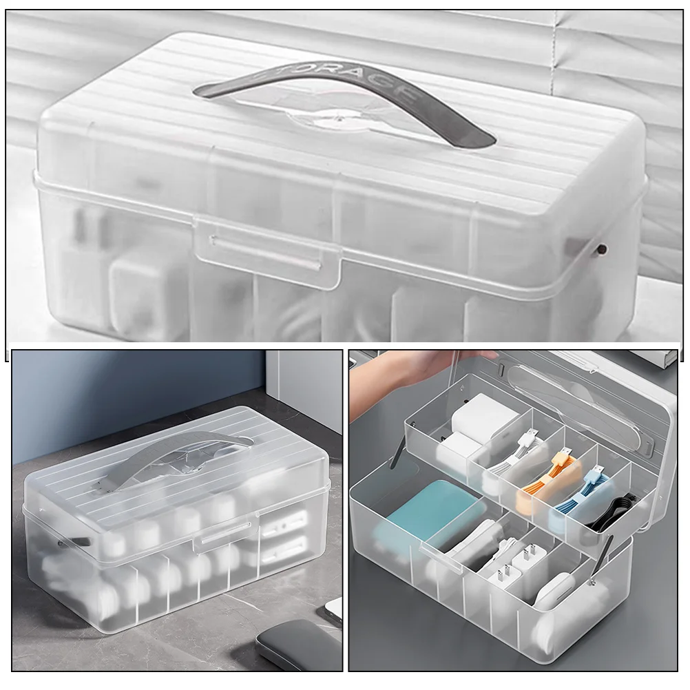 

Desk Cable Management Box with Lid Slim Organizer for Cord Storage Electronics Office Art Supplies Jewelry Cosmetics