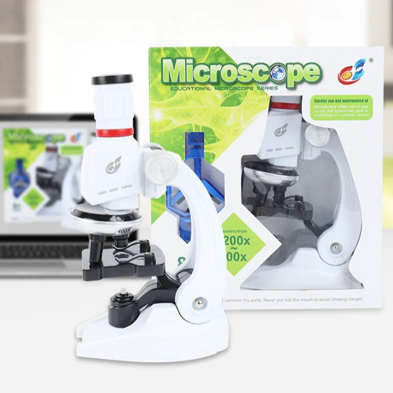 100X 400X 1200X Microscope Children's Science Kit with LED HD Home School Science Education Toy Birthday Gift