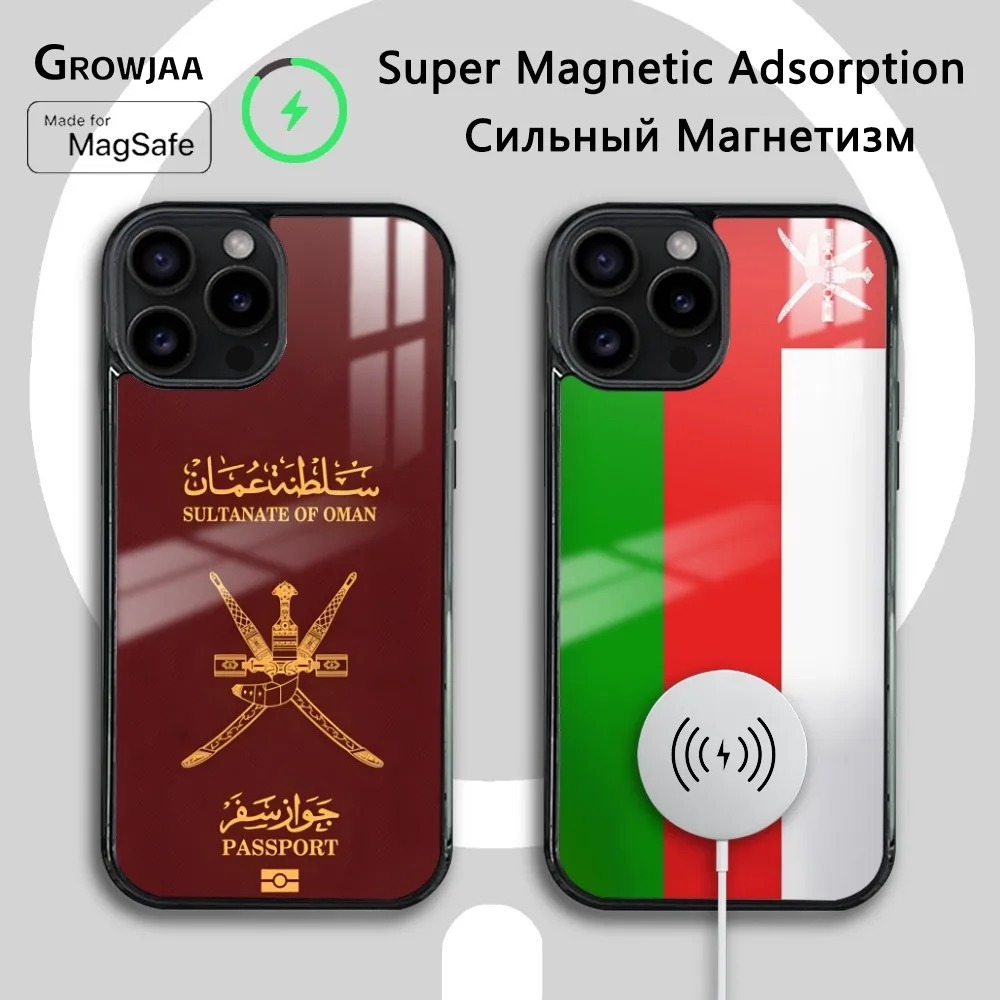 

Oman Passport Flag Phone Case For iPhone 16 15 14 13 12 11 Pro Max Plus Mini Magsafe Mirror Wireless Magnetic Cover