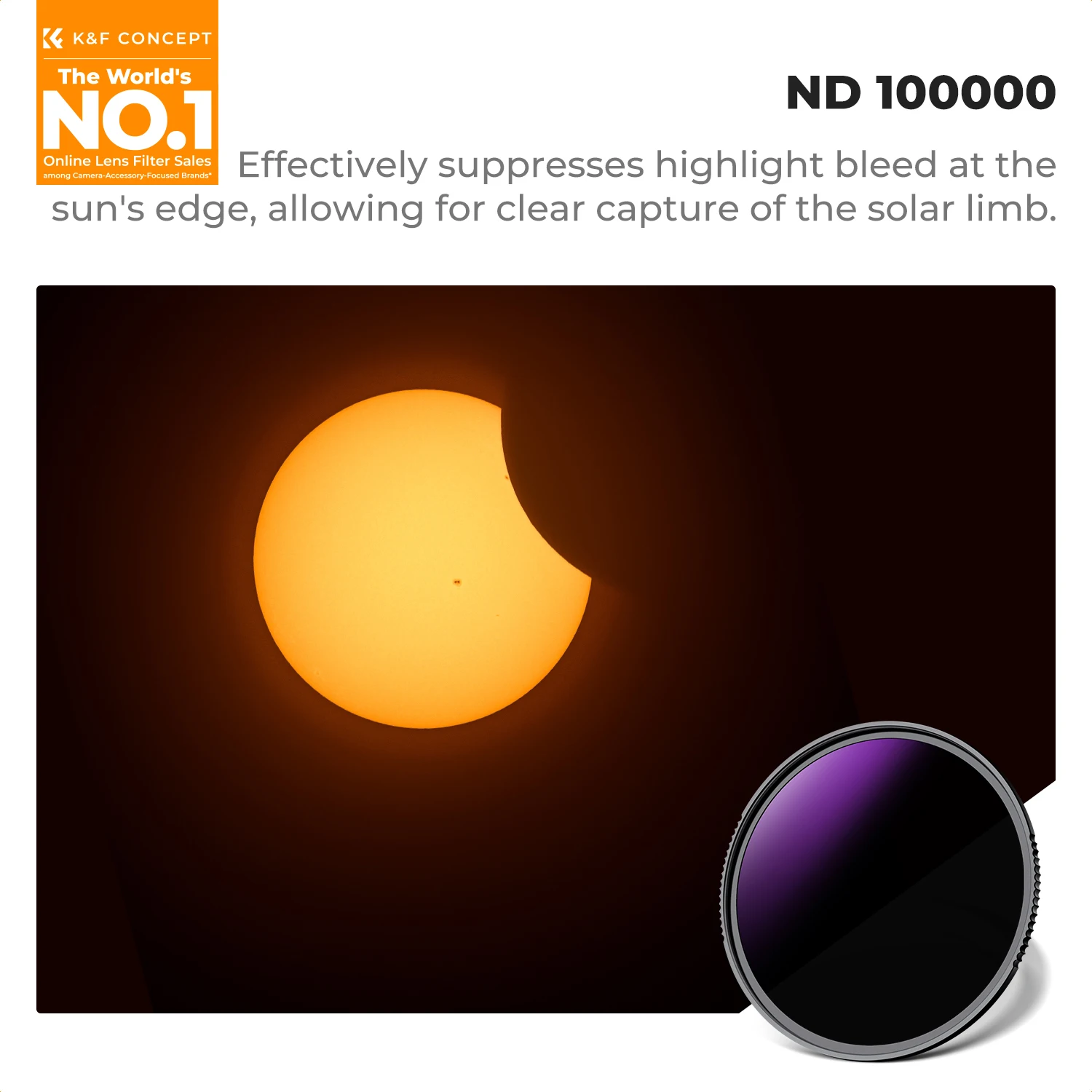 Filtre pour smartphone K&F CONCEPT ND100000 pour éclipse solaire, 58 mm, 67 mm, adaptateur universel à clipser pour iPhone, Xiaomi, Samsung