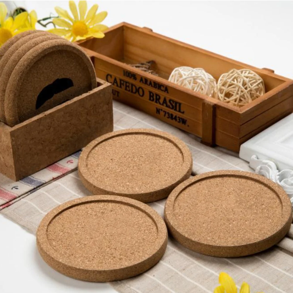 200pcs Classic Round Plain Cork Coasters Drink Wine Mats Cork Mat Drink Juice Pad For Wedding Party Gift Favor