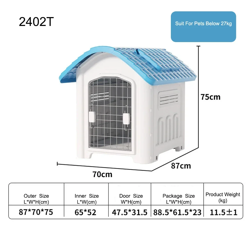 

Outdoor Large Dog House Plastic Water Resistant Doghouse Pet House Small Dogs Adjustable Skylight Pet Home