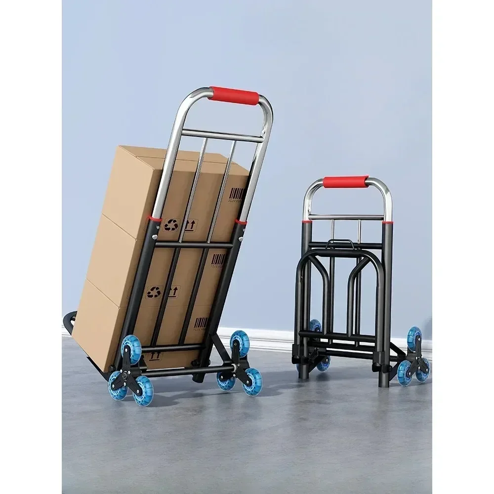 

Складная тележка, уличная лестница, черная маленькая легкая тележка, телескопический рюкзак, багаж, путешествия, мобильные покупки