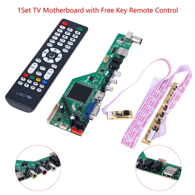 

Новый ЖК-дисплей флэш-плата RR52C.03A поддерживает DVB-T флэш-плату может заменить 3663 чип материнской платы с бесплатным ключом дистанционного управления