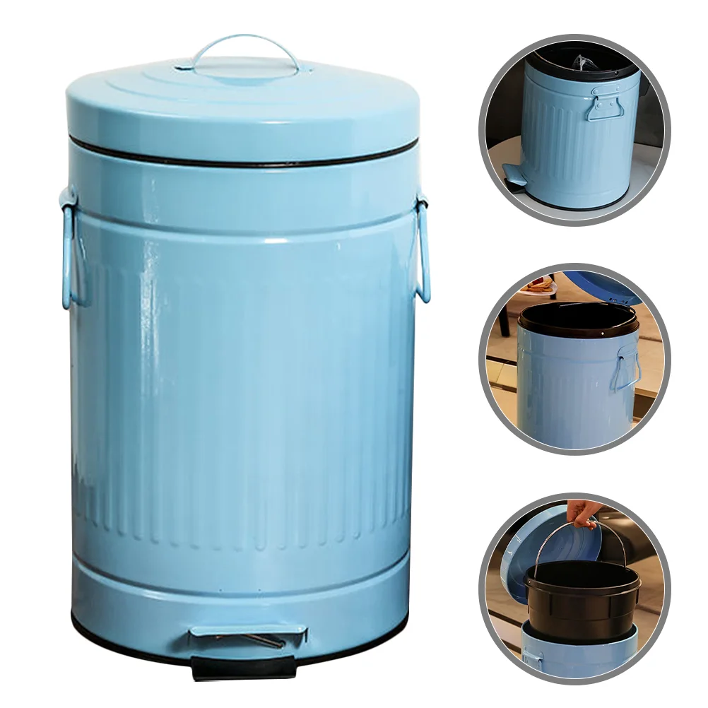 

Foot operated Trash Can 5L White American Bathroom Lidded Pedal Garbage Cans Large Capacity Kitchen Waste Container