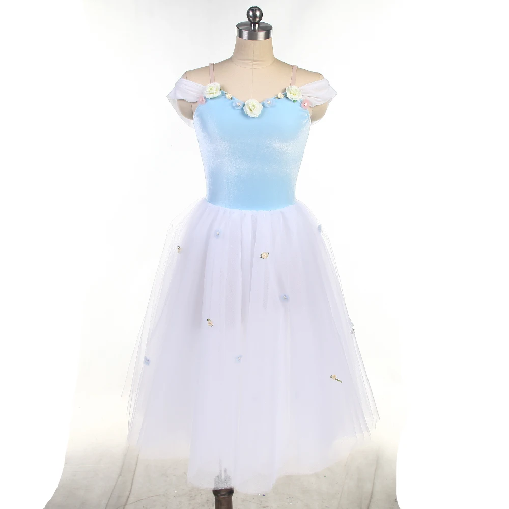 Dança favorita ballet tutus 24059 novos trajes de balé azul romântico ballet tutus palco desempenho tutu