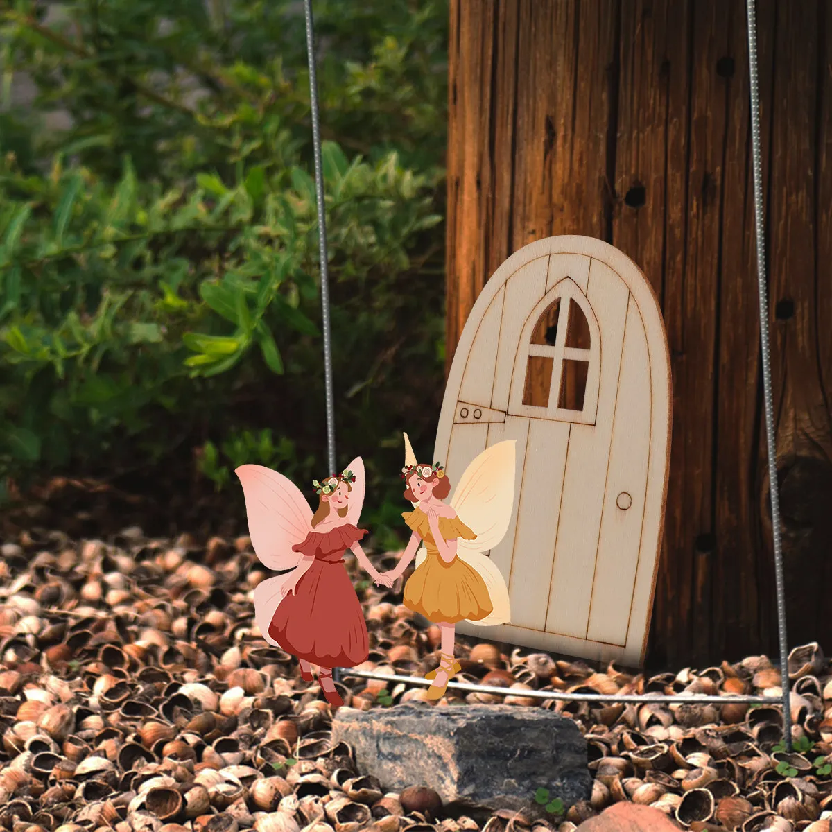 20Pcs Wooden Fairy Elf Door Miniature Decoration for Garden Brightening Unpainted Craft Kit with Strong Texture Fine Workmanship