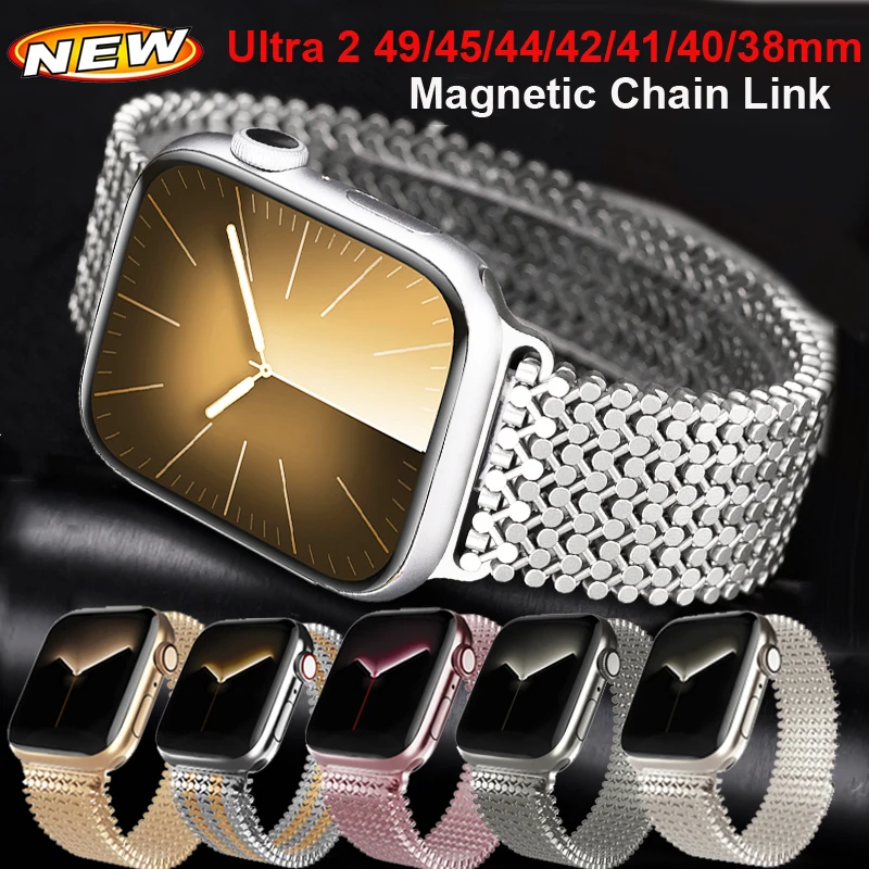 

Ultra 2 49MM Magnetic Chain Link Strap For Apple Watch Band 45mm 38mm 44mm 40 41mm 42mm Bracelet Loop Correa For iWatch SE 2 8 9