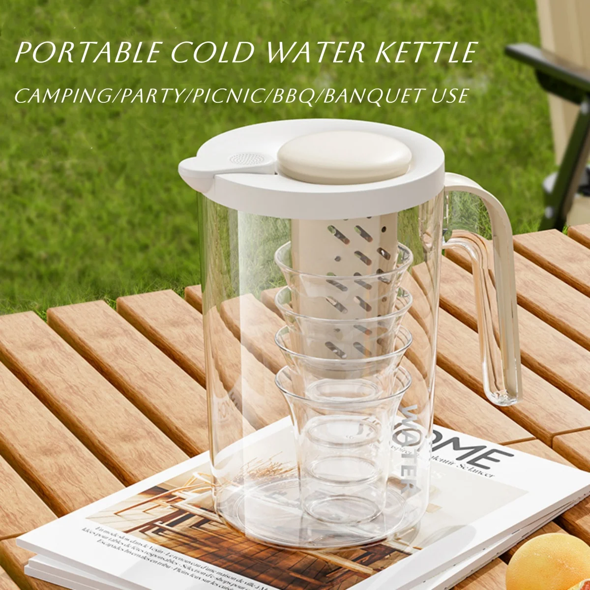 

Cold Water Kettle Set Summer Refrigerator Water Pot For Tea Beverage Juice Lemonade Portable Outdoor Drink Kettle With Cups