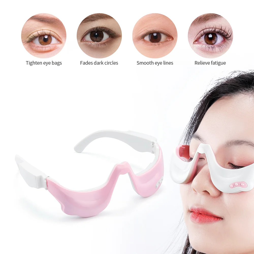 Eye Massager 3D Warm Hot Compress Eye Care Instrument Vibration EMS Micro-Current Pulse Eye Relax Device Remove Dark Circle