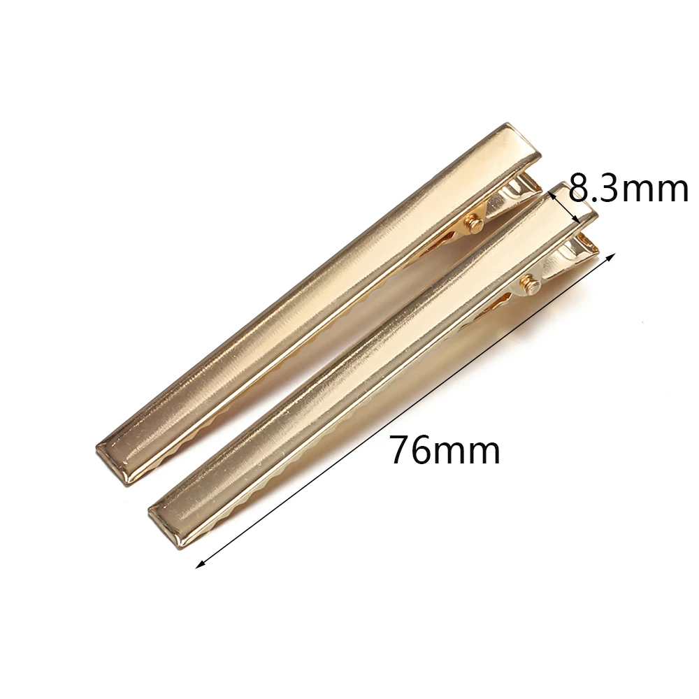 20Pcs 41/46/56mm Gold Flat Metal Single Prong Alligator Hair Clips Barrette For DIY Handmade Bows Hairpins Hair Accessories Tool