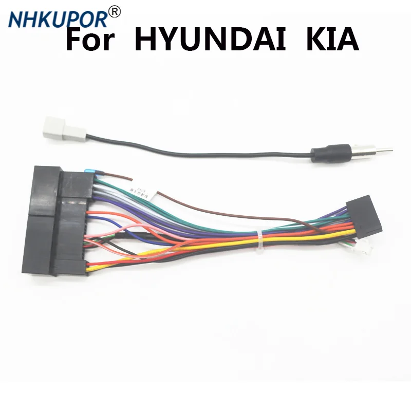 Car Android Head Unit Cable Harness Adapter For Hyundai Sonata/IX35/Tucson Elantra KIA Carens/Sportage K2/K3/K4/K5+Radio Antenna