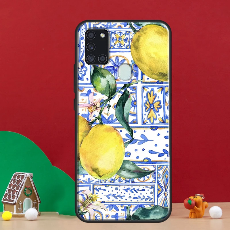 Mediterranean Lemon Case For Samsung Galaxy A54 A34 A14 A51 A71 A50 A52S A12 A22 A32 A52 A53 A33 A13 Cover Coque